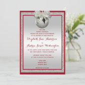 Classy Ruby Red & Funkelnd Bauble Christmas Einladung (Stehend Vorderseite)