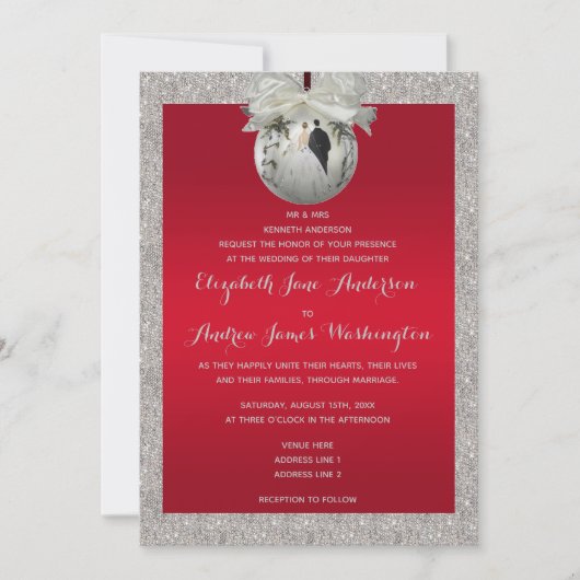 Classy Ruby Red & Funkelnd Bauble Christmas Einladung (Vorderseite)