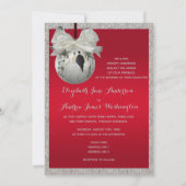 Classy Ruby Red & Funkelnd Bauble Christmas Einladung (Rückseite)