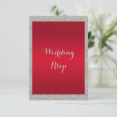 Classy Ruby Red & Funkelnd Bauble Christmas RSVP Karte (Stehend Vorderseite)