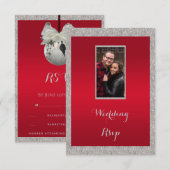 Classy Ruby Red & Funkelnd Bauble Christmas RSVP Karte (Vorne/Hinten)