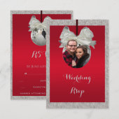 Classy Ruby Red & Sparkle Bauble Weihnachtsfeier RSVP Karte (Vorne/Hinten)
