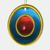 CLASSY RUBY UND SAPPHIRE GEM STONES KERAMIK ORNAMENT (Links)