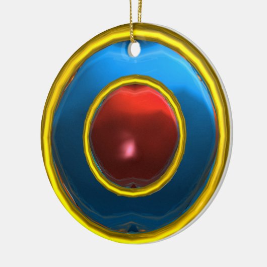 CLASSY RUBY UND SAPPHIRE GEM STONES KERAMIK ORNAMENT (Links)