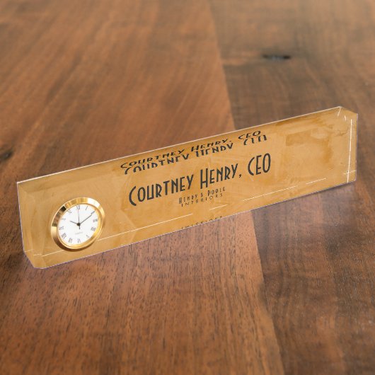 Classy Rustic Dante Orange Interior Designer Namensplakette (Seite)