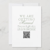 Classy Sage Green Boho Modern QR Code Wedding Einladung (Rückseite)