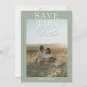 Classy Sage Green Boho Old Money Photo Wedding Save The Date (Vorderseite)