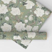 Classy Sage Green Chinoiserie Blume Vögel