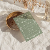 Classy Sage Green Floral Boho Botanical Wedding Einladung