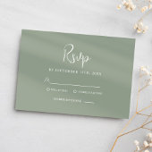 Classy Sage Green Script Moderne Elegante Hochzeit RSVP Karte