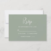 Classy Sage Green Script Moderne Elegante Hochzeit RSVP Karte (Vorderseite)