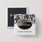 Classy Salon Name Tag Button (Vorne & Hinten)