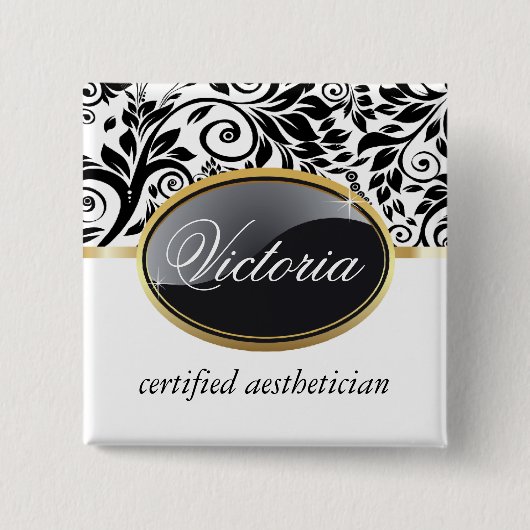 Classy Salon Name Tag Button (Vorderseite)