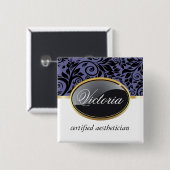 Classy Salon Name Tag Button (Vorne & Hinten)