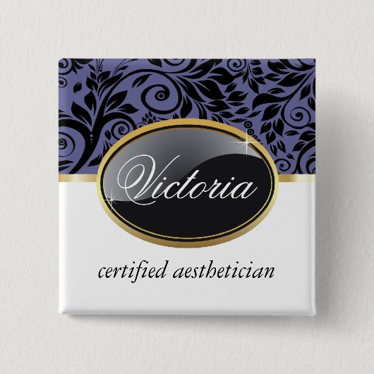 Classy Salon Name Tag Button (Vorderseite)
