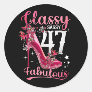 Classy Sassy 47 und Faburlous 47. Geburtstag Blume Runder Aufkleber