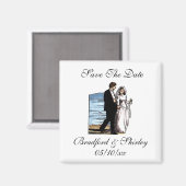 Classy Save the Date Beach Wedding Destination Mag Magnet (Vorderseite/Rückseite)