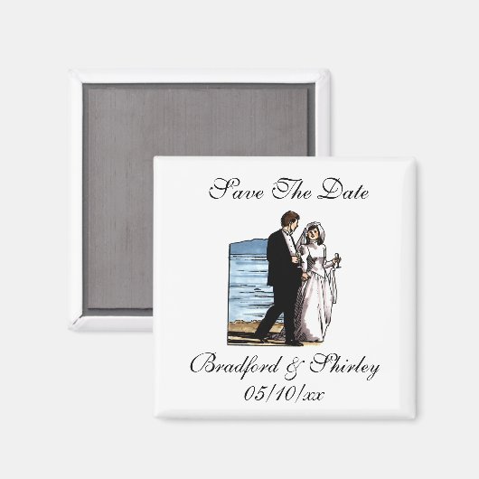 Classy Save the Date Beach Wedding Destination Mag Magnet (Vorderseite/Rückseite)