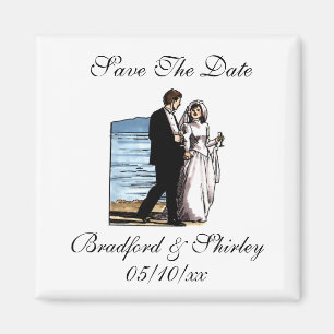 Classy Save the Date Beach Wedding Destination Mag Magnet