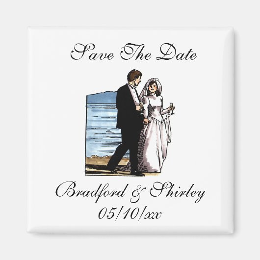 Classy Save the Date Beach Wedding Destination Mag Magnet (Vorne)
