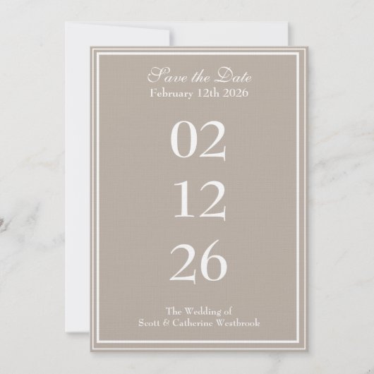 Classy Save the Date Wedding Ankündigung (Vorderseite)