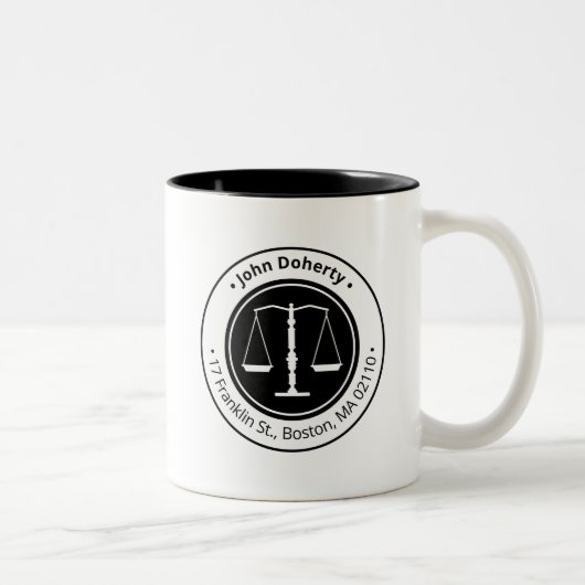 Classy Scales of Justice | Law Firm Zweifarbige Tasse (Rechts)