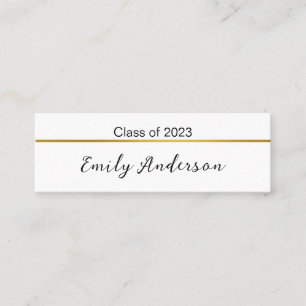 Classy Schwarz-weiß Gold Abschluss Name Card Mini Visitenkarte