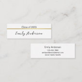 Classy Schwarz-weiß Gold Abschluss Name Card Mini Visitenkarte (Vorne/Hinten)