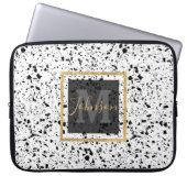 Classy Schwarz-weiß Marble Terrazzo Laptopschutzhülle (Vorderseite)