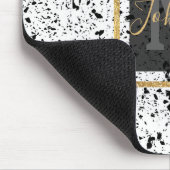 Classy Schwarz-weiß Marble Terrazzo Mousepad (Ecke)