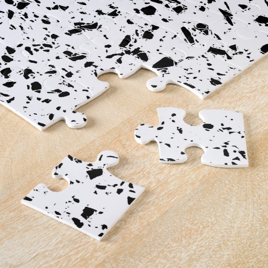 Classy Schwarz-weiß Marble Terrazzo Puzzle (Seite)