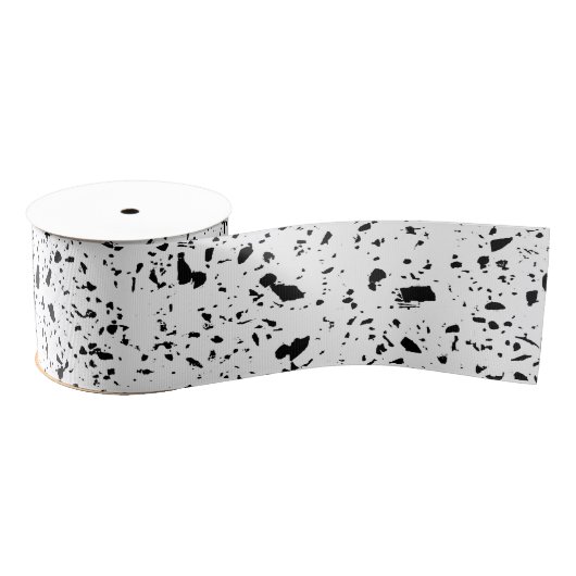 Classy Schwarz-weiß Marble Terrazzo Ripsband (Spule)