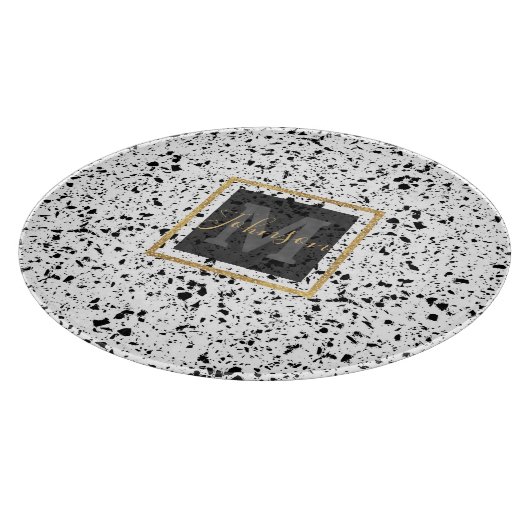 Classy Schwarz-weiß Marble Terrazzo Schneidebrett (Ecke)