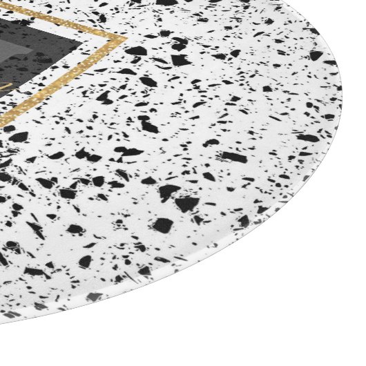 Classy Schwarz-weiß Marble Terrazzo Schneidebrett (Ecke)