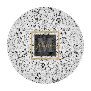 Classy Schwarz-weiß Marble Terrazzo Schneidebrett