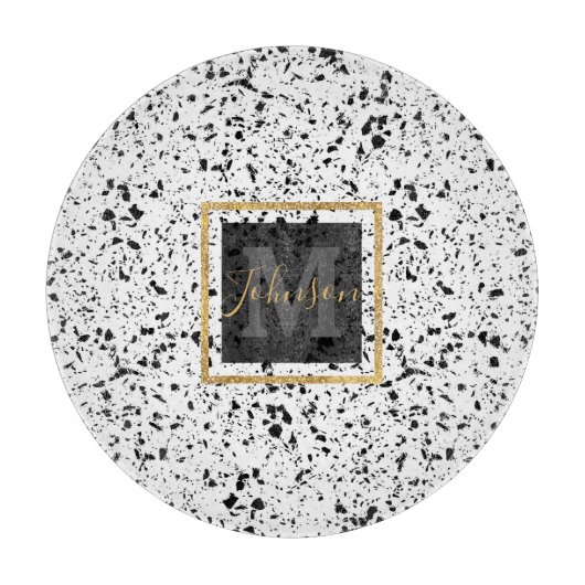 Classy Schwarz-weiß Marble Terrazzo Schneidebrett (Vorderseite)