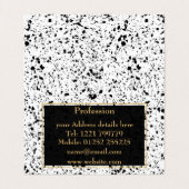 Classy Schwarz-weiß Marble Terrazzo Visitenkarten (Innenseite Aufgefaltet)
