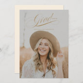 Classy Script Abschluss Announcement Card Einladung (Vorne/Hinten)