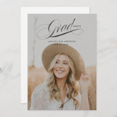 Classy Script Abschluss Announcement Card Einladung (Vorne/Hinten)