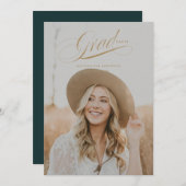 Classy Script Abschluss Announcement Card Einladung (Vorne/Hinten)