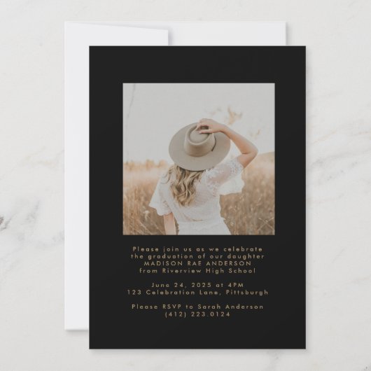 Classy Script Abschluss Announcement Card Einladung (Rückseite)