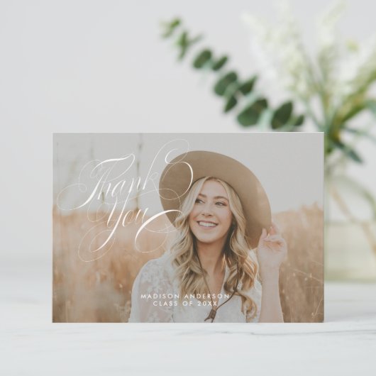 Classy Script Abschluss Vielen Dank Karte (Stehend Vorderseite)