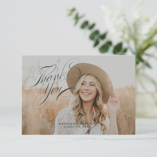 Classy Script Abschluss Vielen Dank Karte (Stehend Vorderseite)