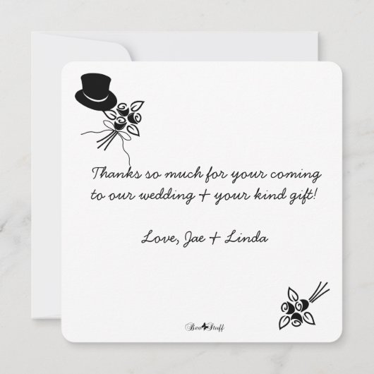 Classy Script Black/White Wedding Danke Foto Sav Save The Date (Rückseite)