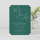 Classy Script Emerald Green Geburtstag quinceañera Einladung (Stehend Vorderseite)