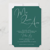 Classy Script Emerald Green Geburtstag quinceañera Einladung (Vorderseite)