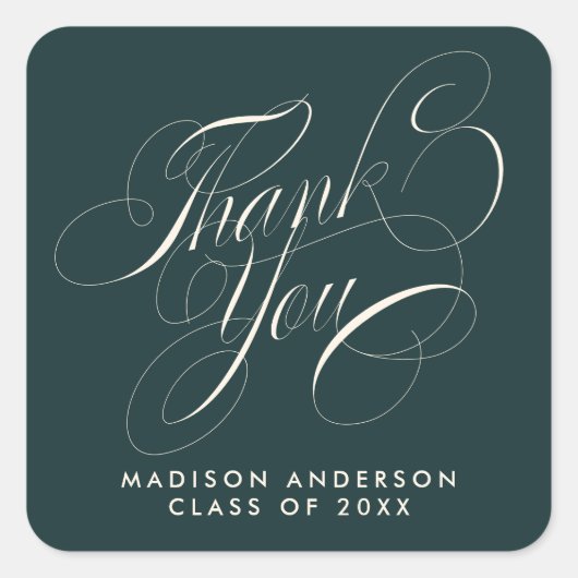 Classy Script Grad Party Vielen Dank Umschlag Aufk Quadratischer Aufkleber (Vorderseite)