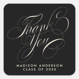 Classy Script Grad Party Vielen Dank Umschlag Aufk Quadratischer Aufkleber
