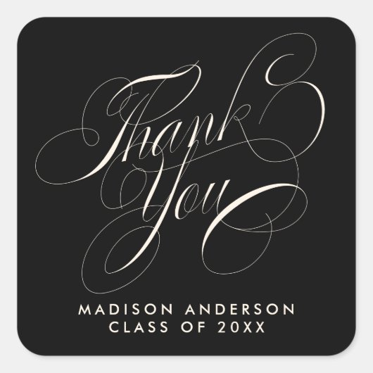 Classy Script Grad Party Vielen Dank Umschlag Aufk Quadratischer Aufkleber (Vorderseite)