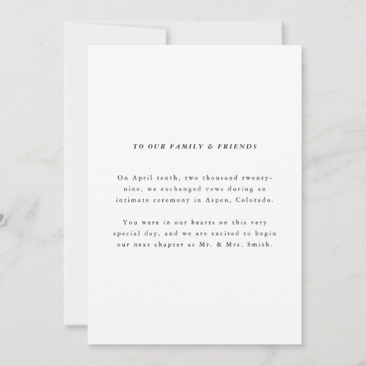 Classy Script 'It's Offiziell' Hochzeitsfeier Ankündigung (Rückseite)